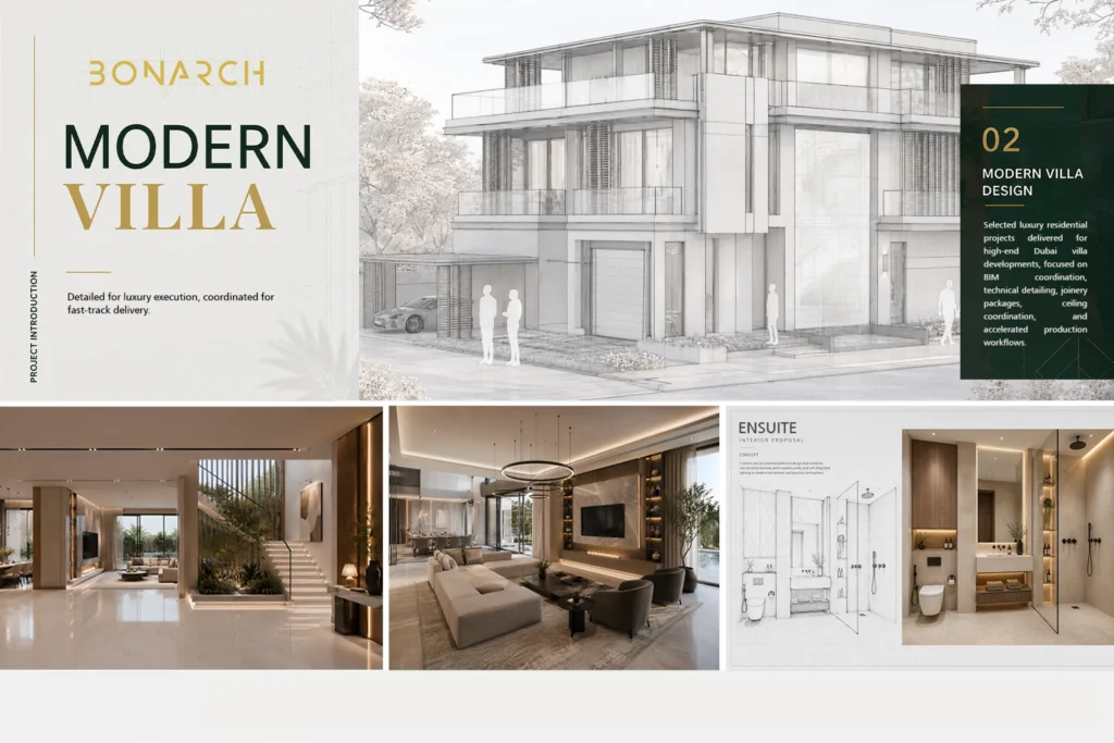 LOD 350 interior documentation for a luxury villa project in the UAE